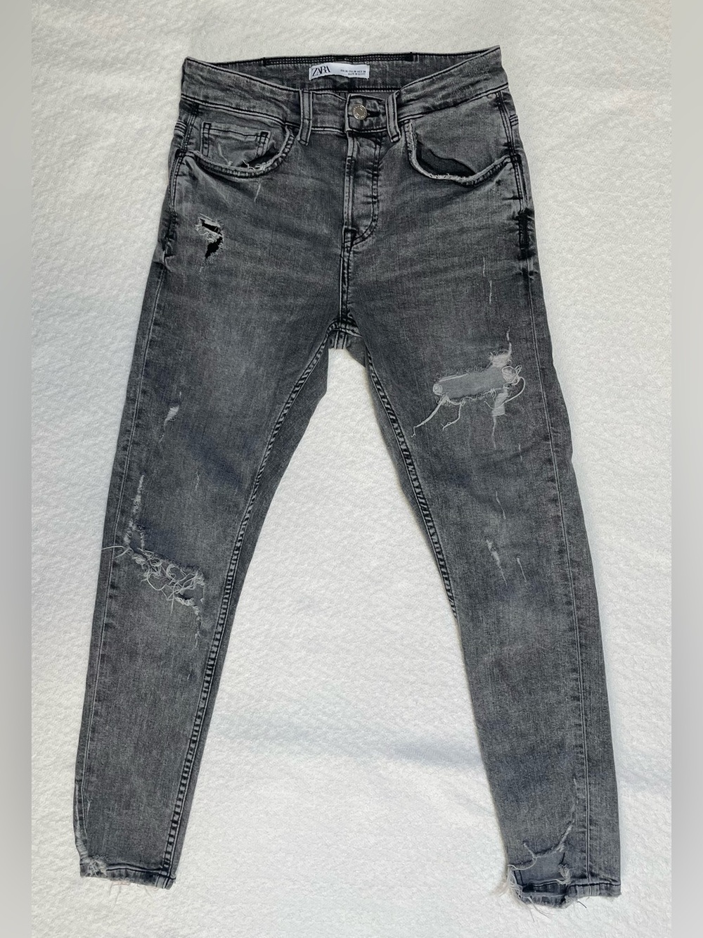 Zara Gray Ripped Skinny Jeans